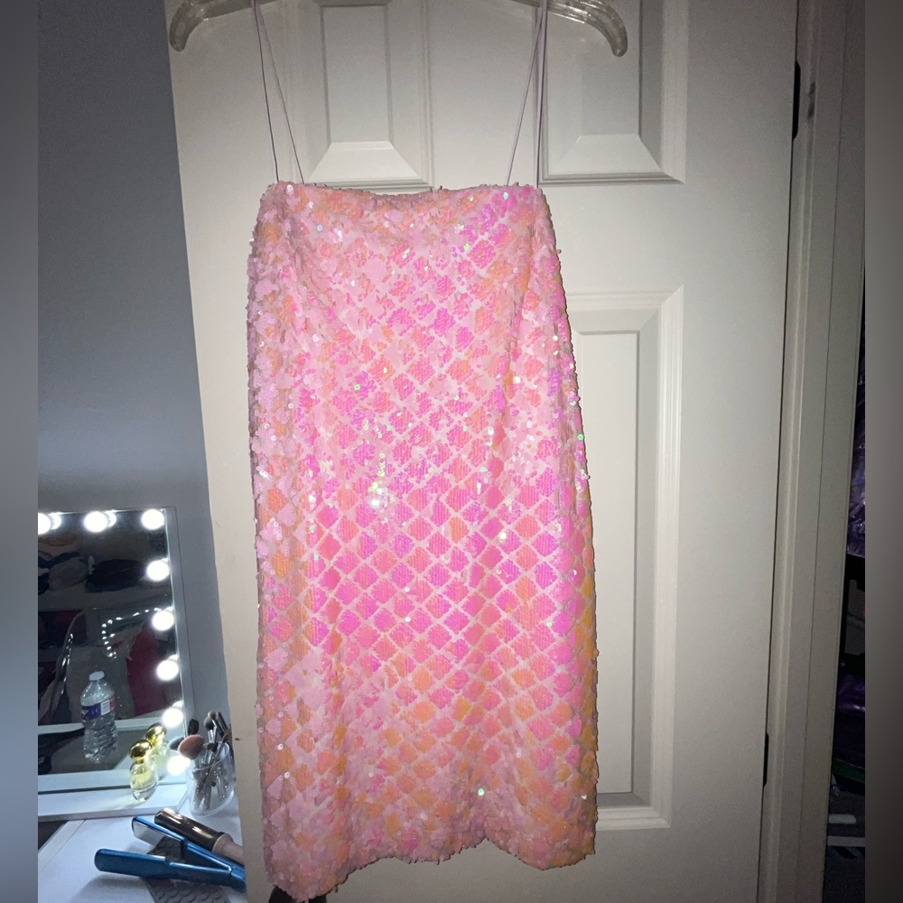 pink sequin dress